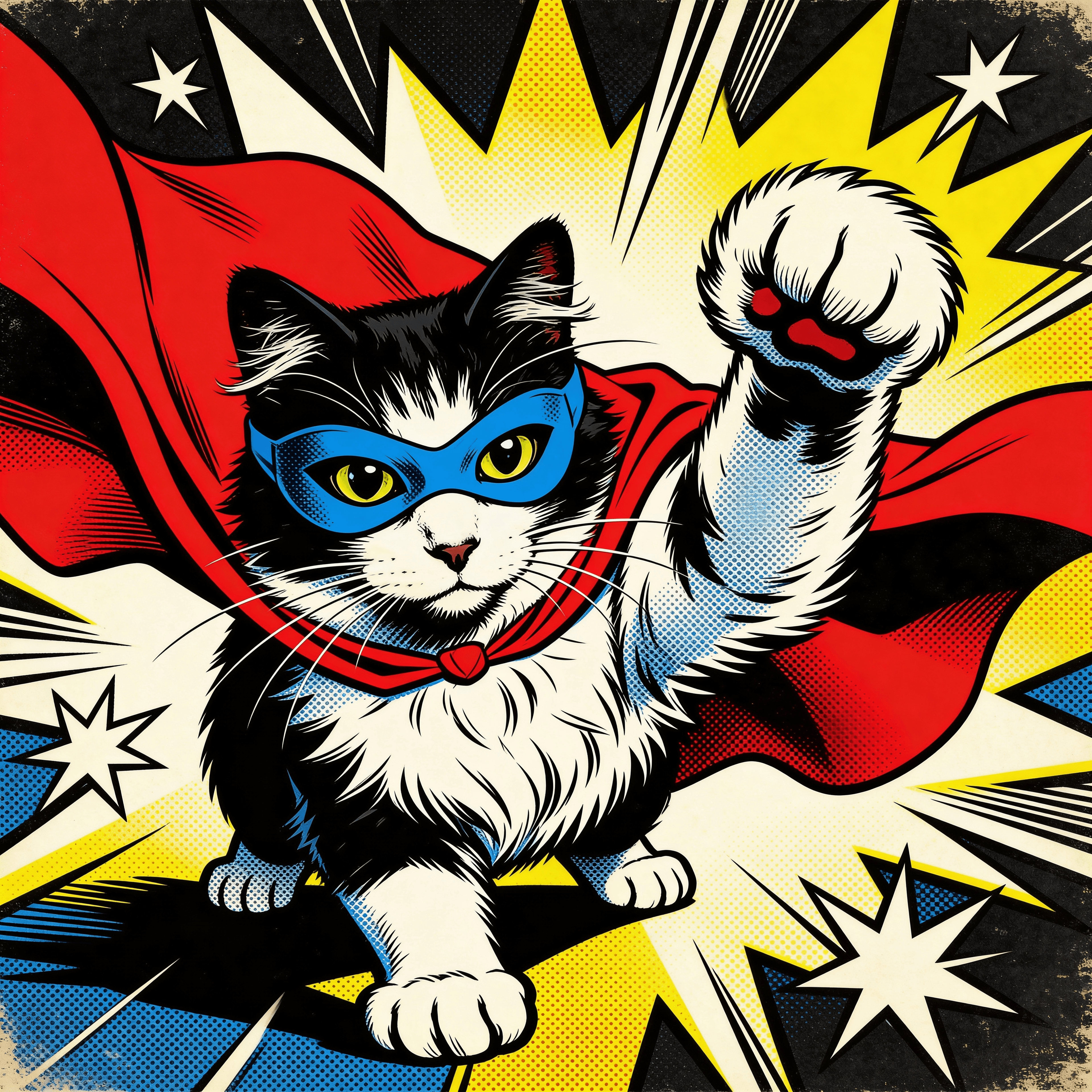 Pop Art style portrait of a cat