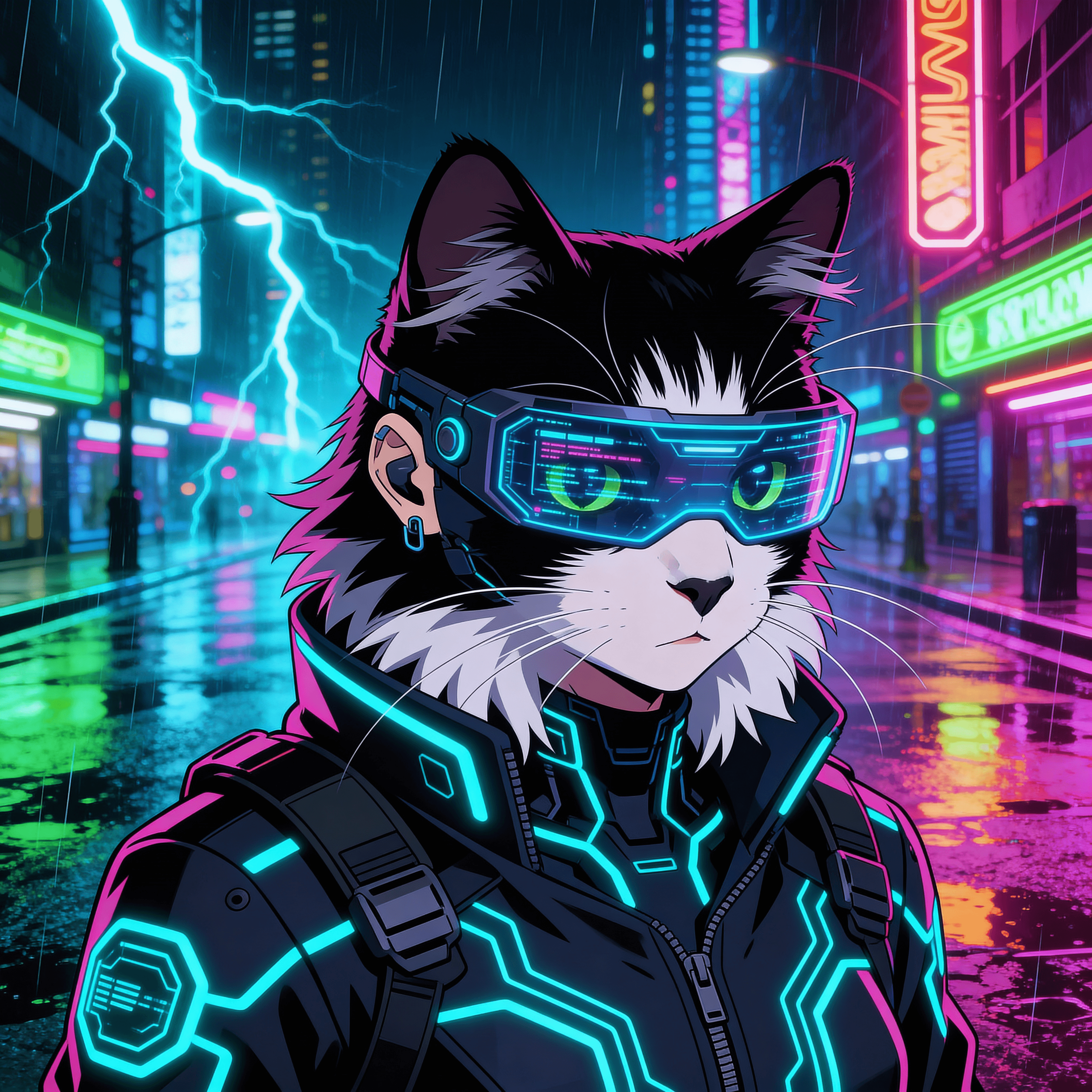 Anime style portrait of a cat