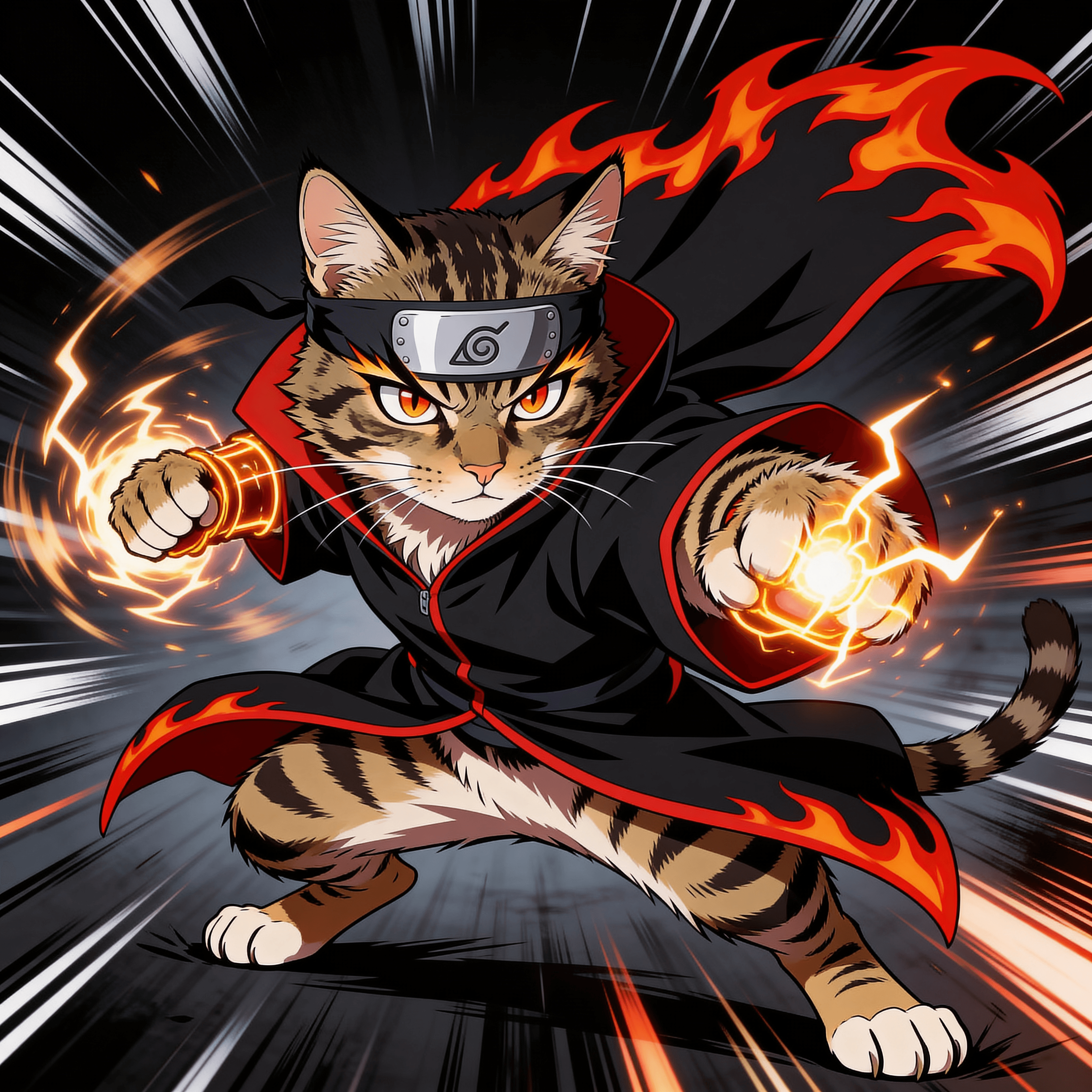 Anime style portrait of a cat