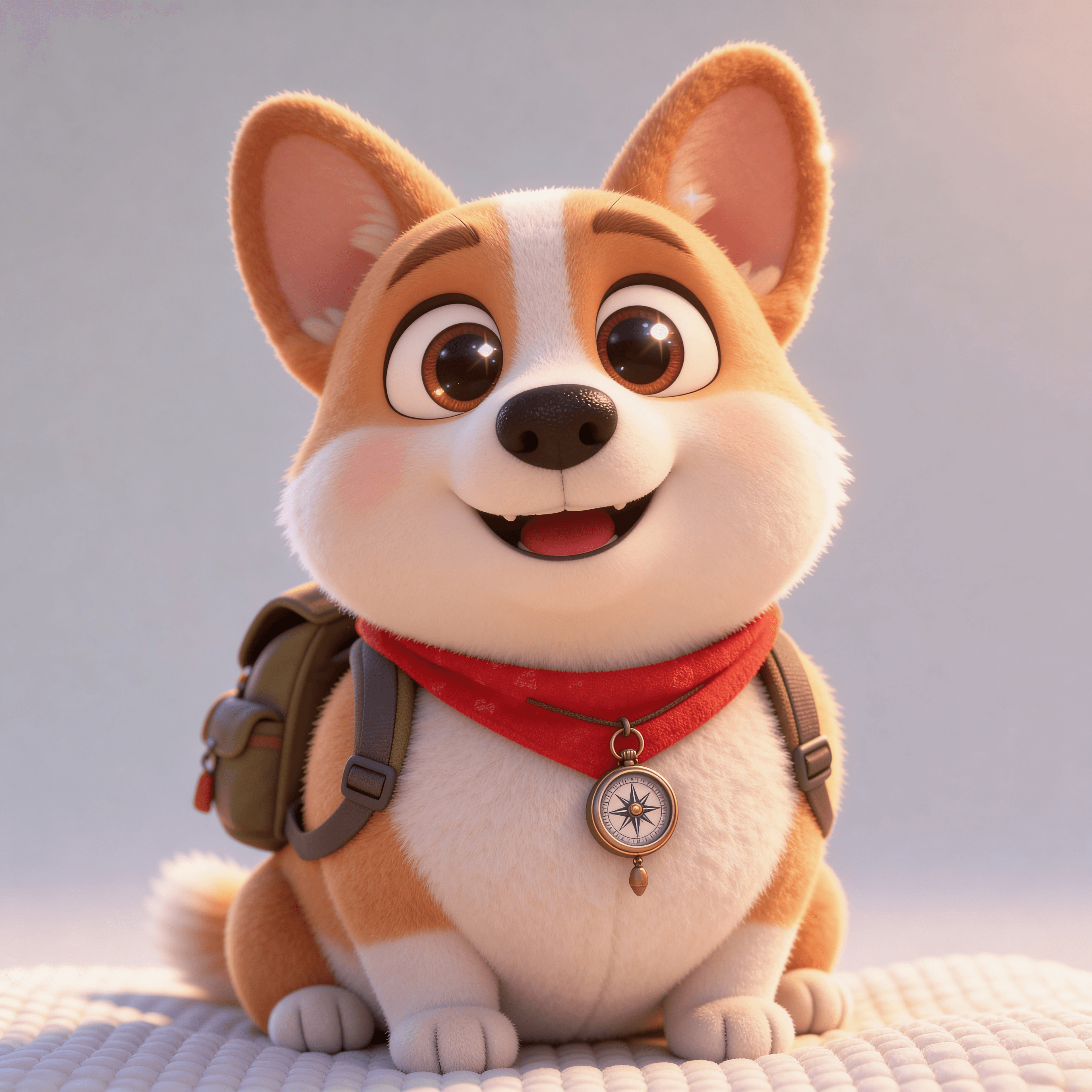A dog transformed into a vibrant Pixar-style 3D cartoon character with expressive features