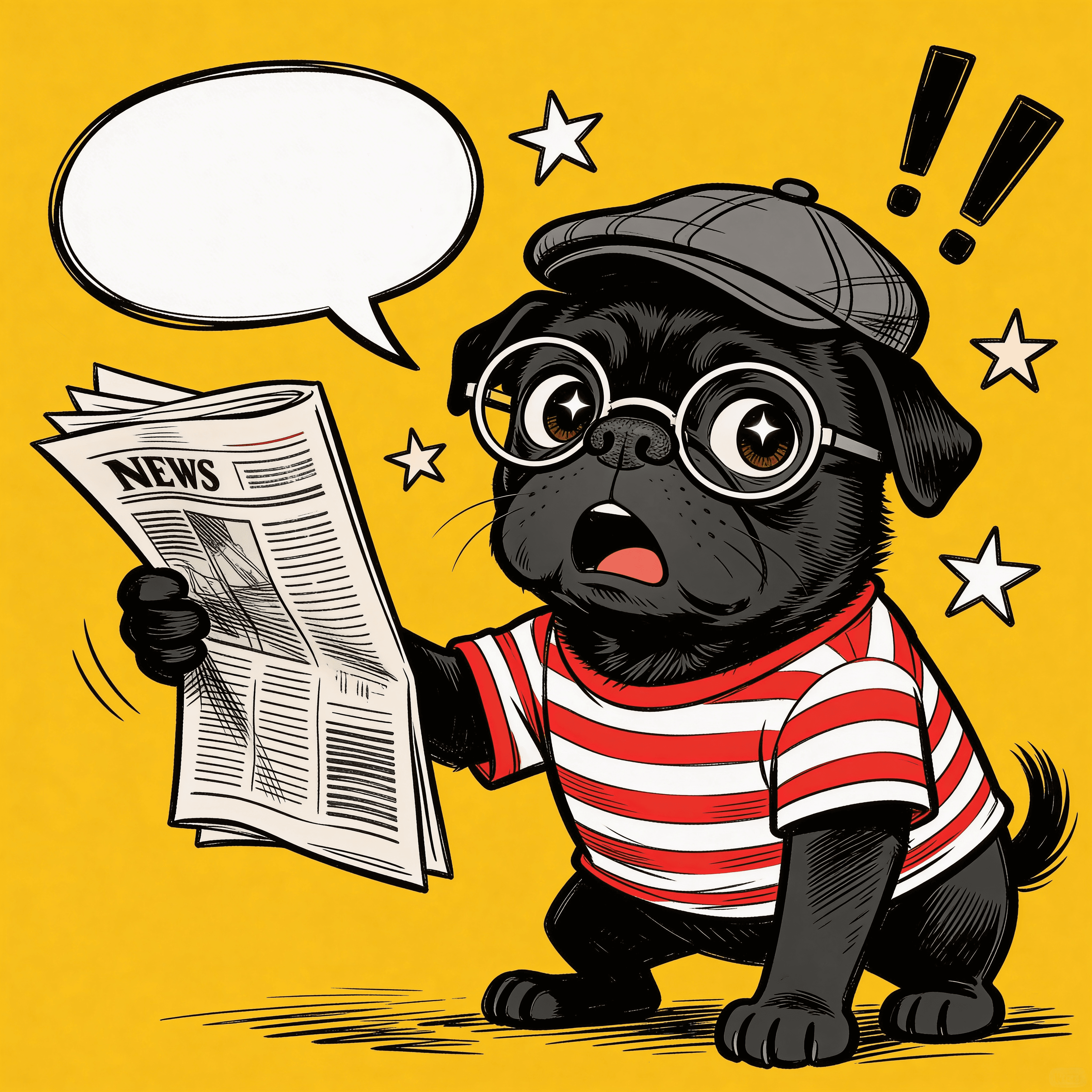 Cartoon style portrait of a dog