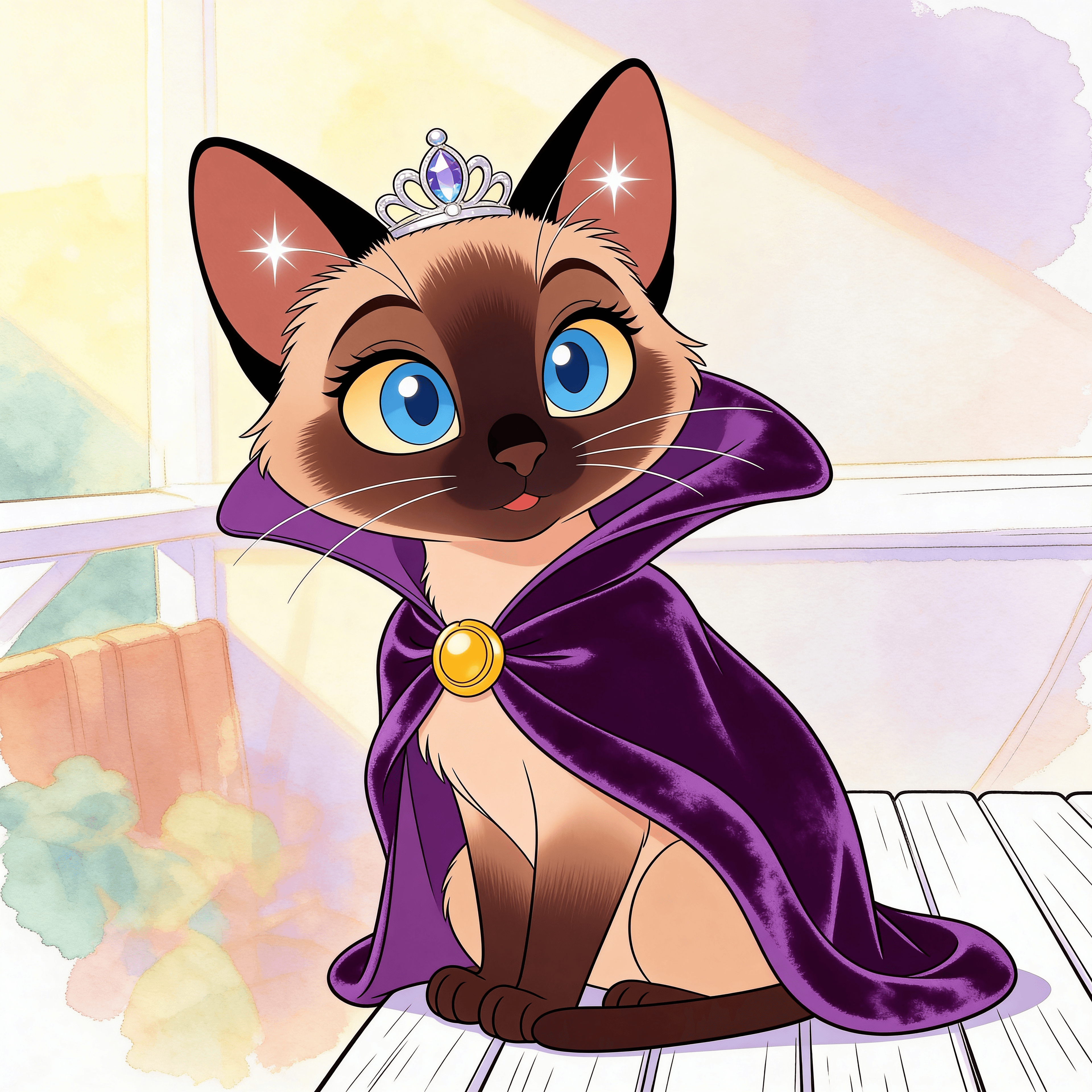 Cartoon style portrait of a cat