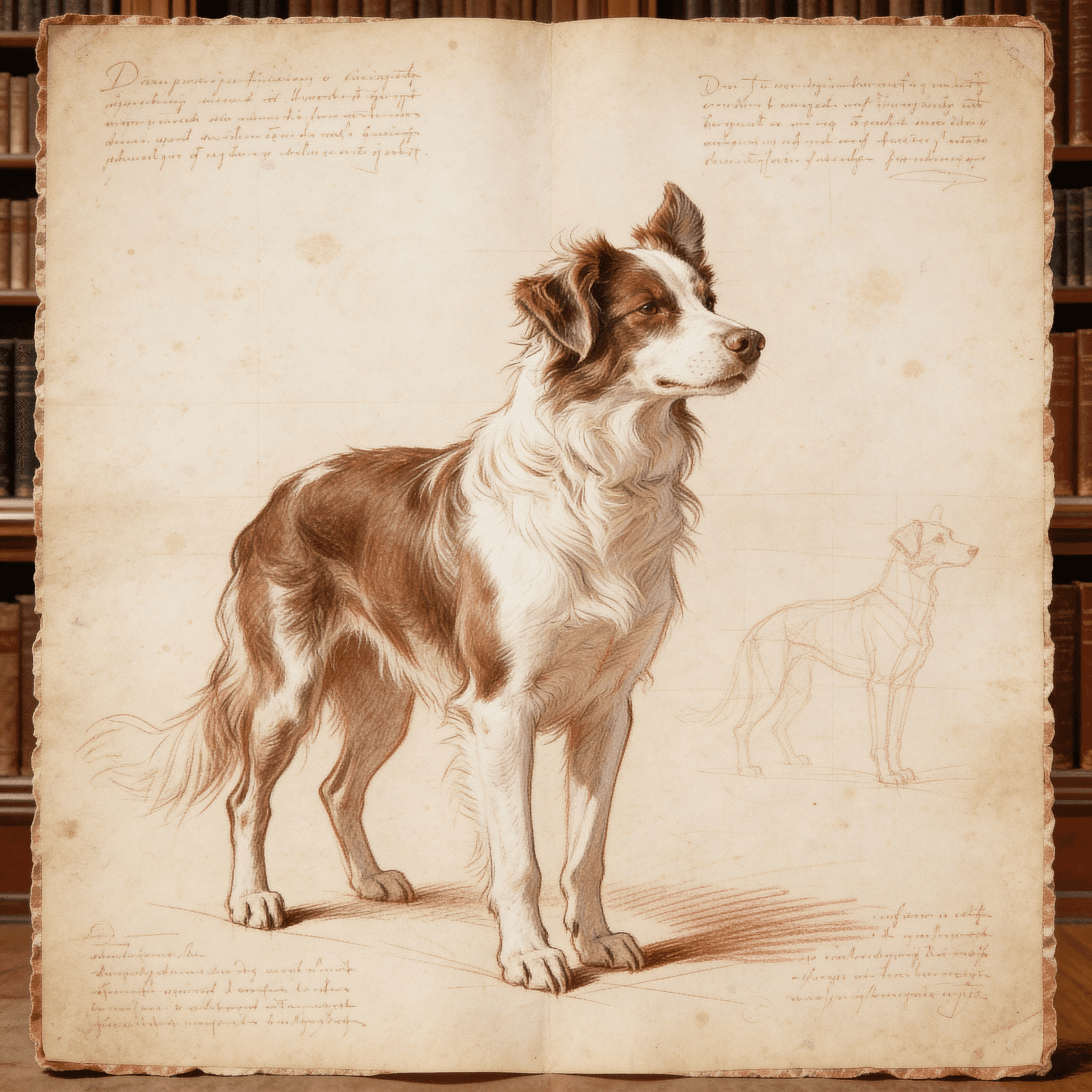 Charcoal Sketch style portrait of a dog