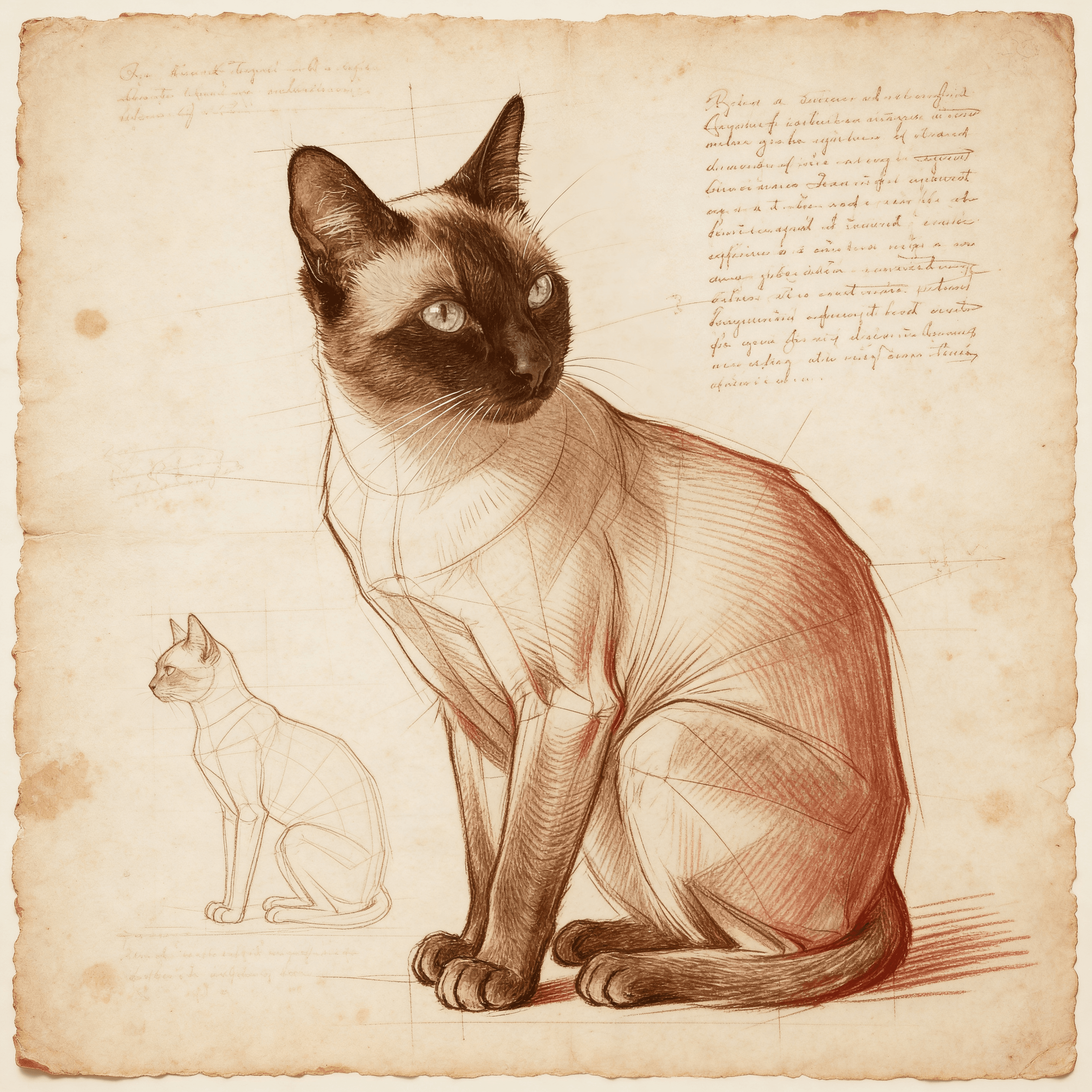 Charcoal Sketch style portrait of a cat