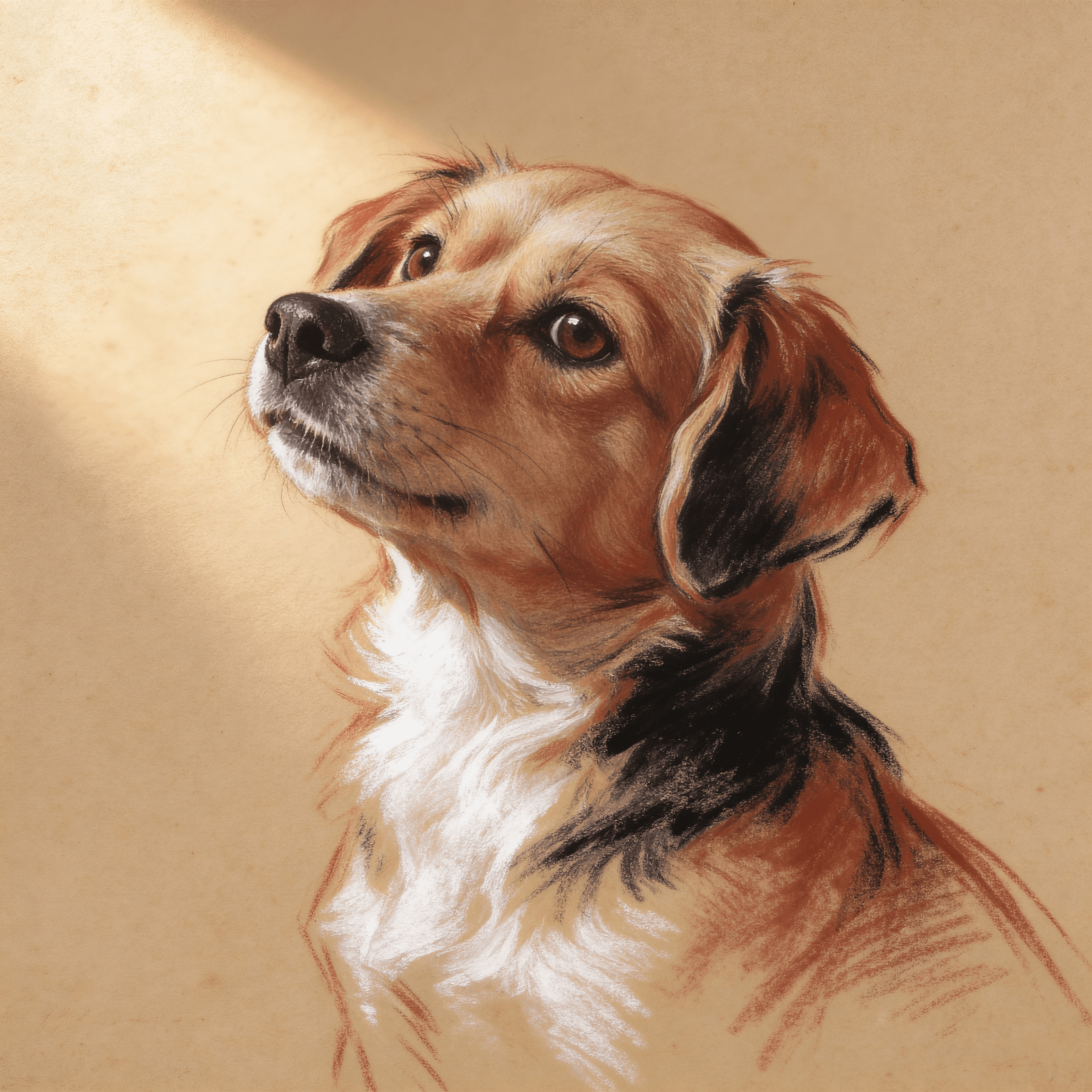 Charcoal Sketch style portrait of a dog