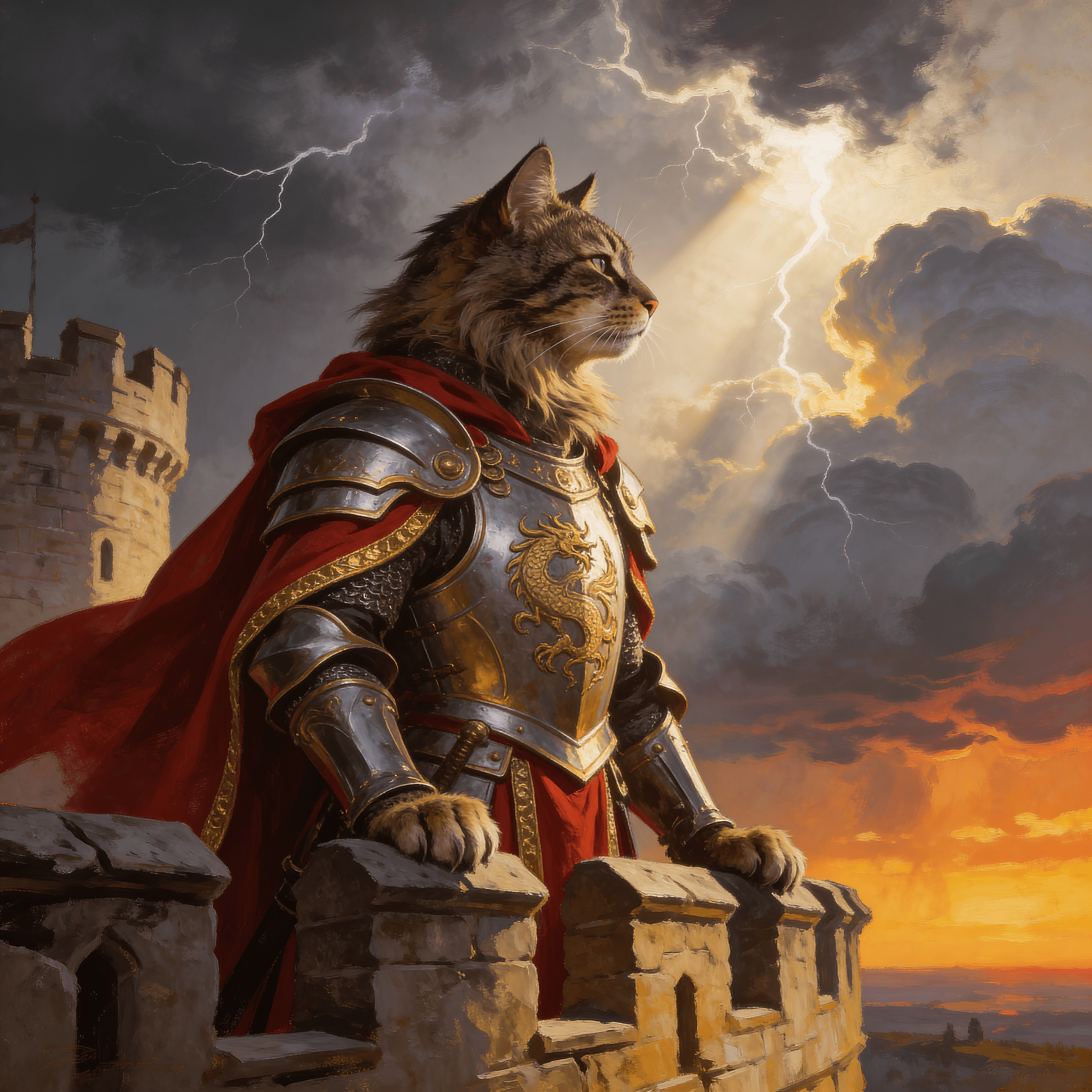 Epic/Cinematic style portrait of a cat