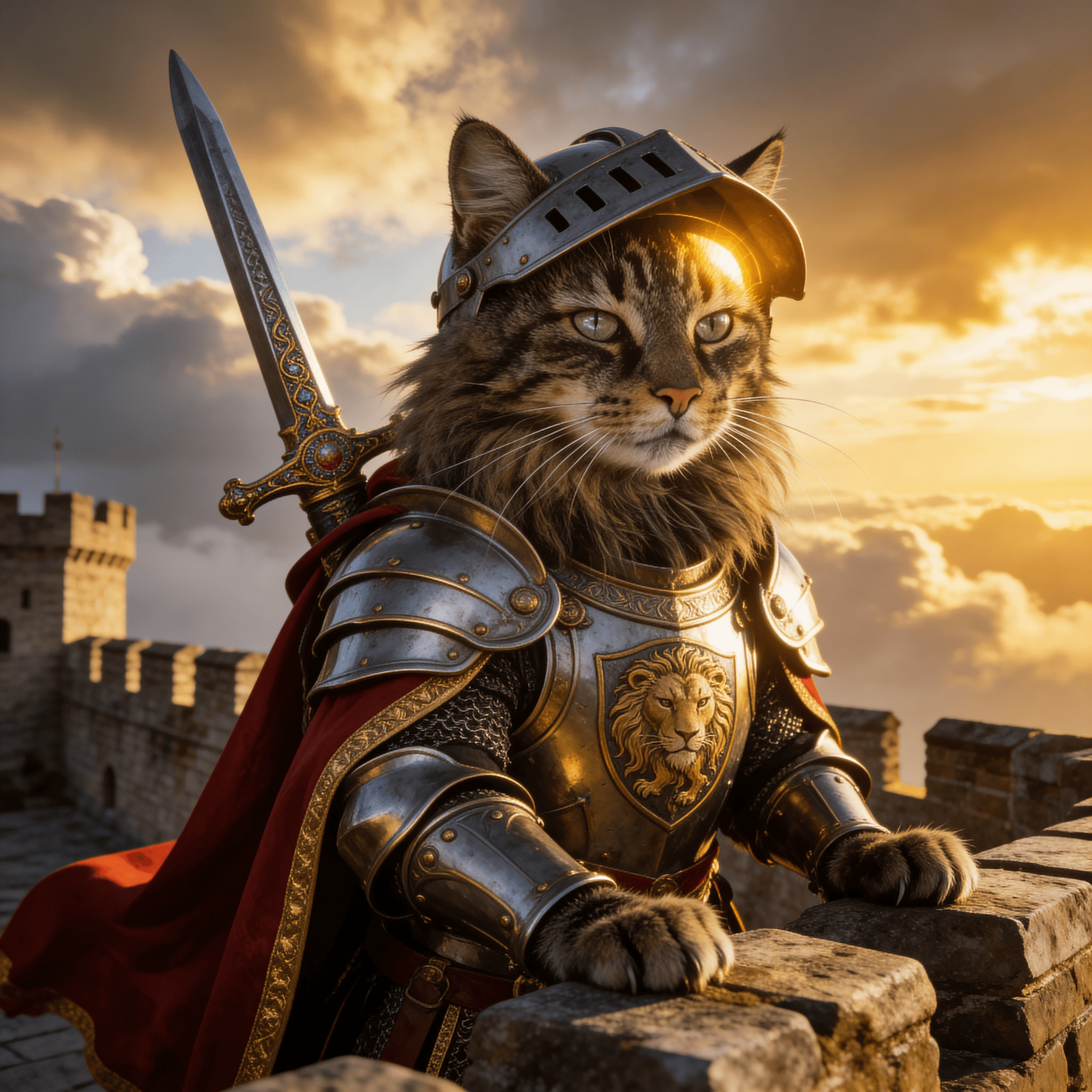 Epic/Cinematic style portrait of a cat