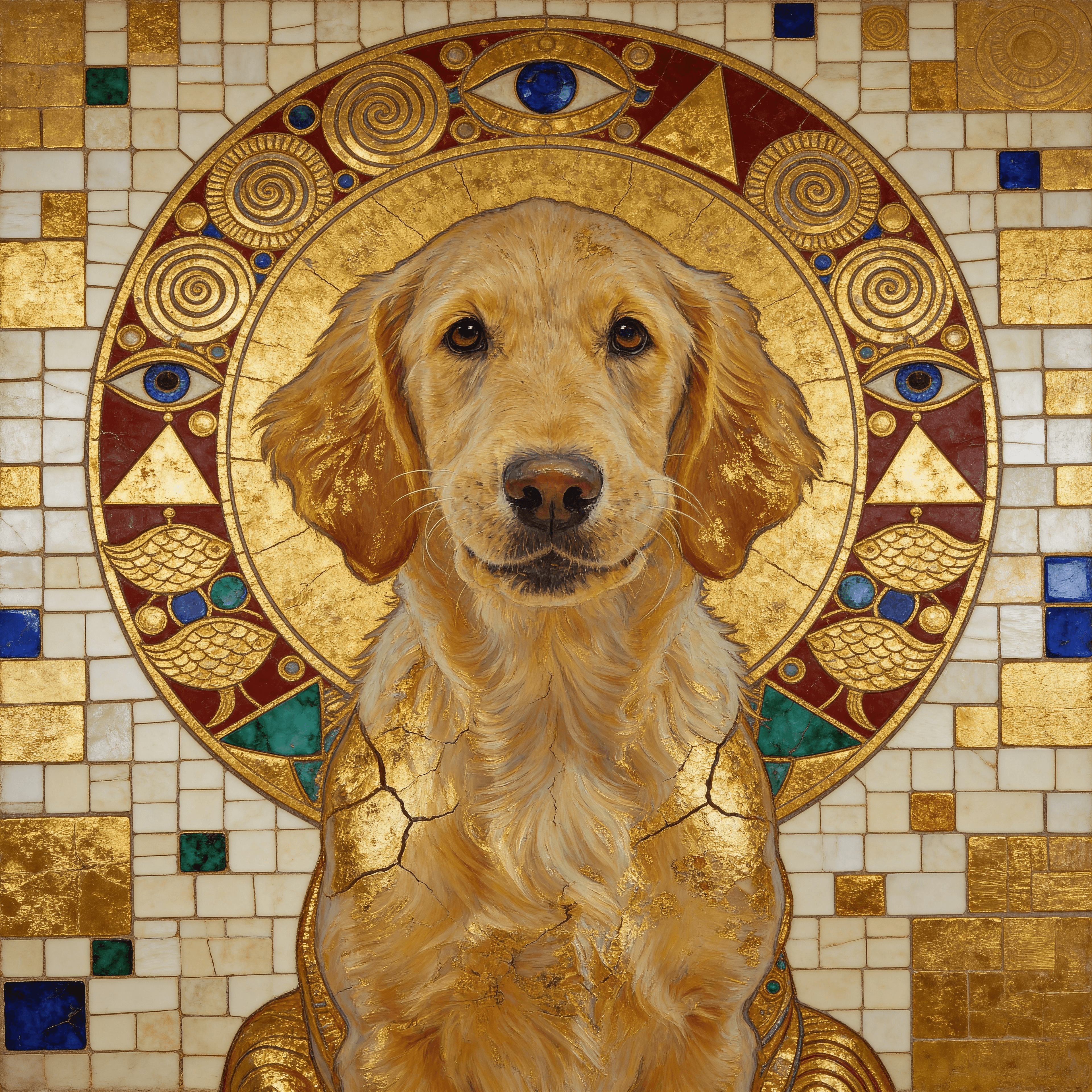 Art Nouveau style portrait of a dog