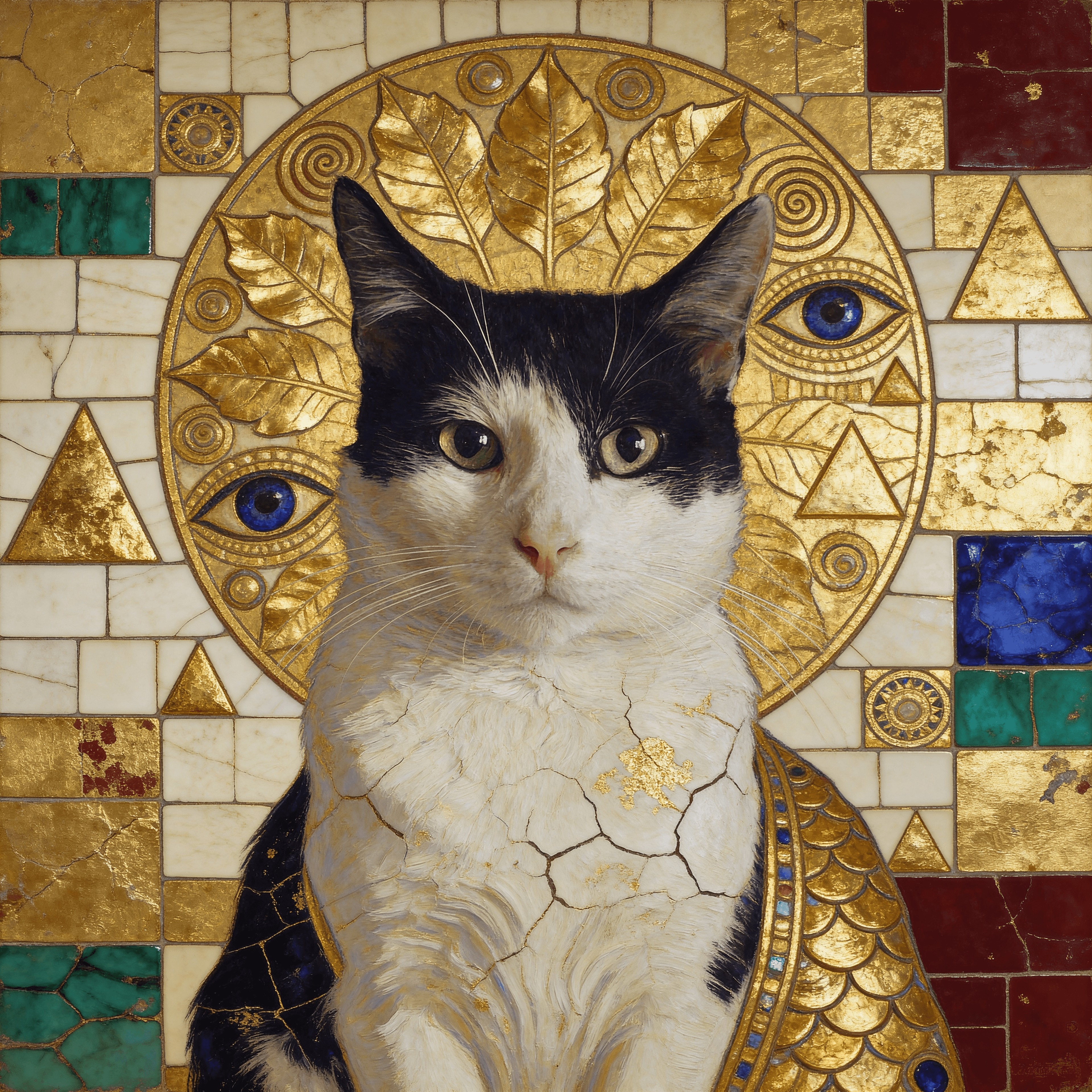 Art Nouveau style portrait of a cat