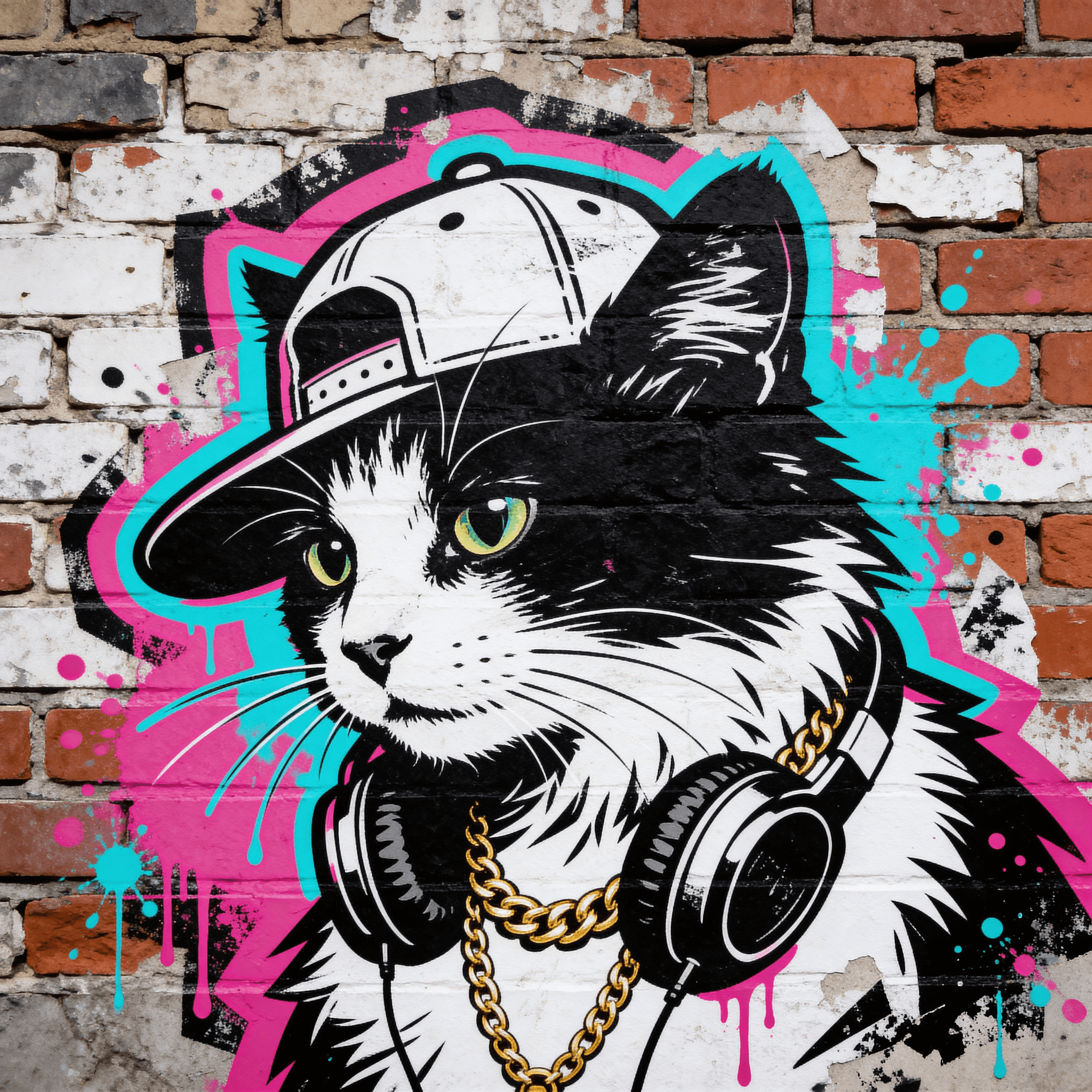 Pop Art style portrait of a cat
