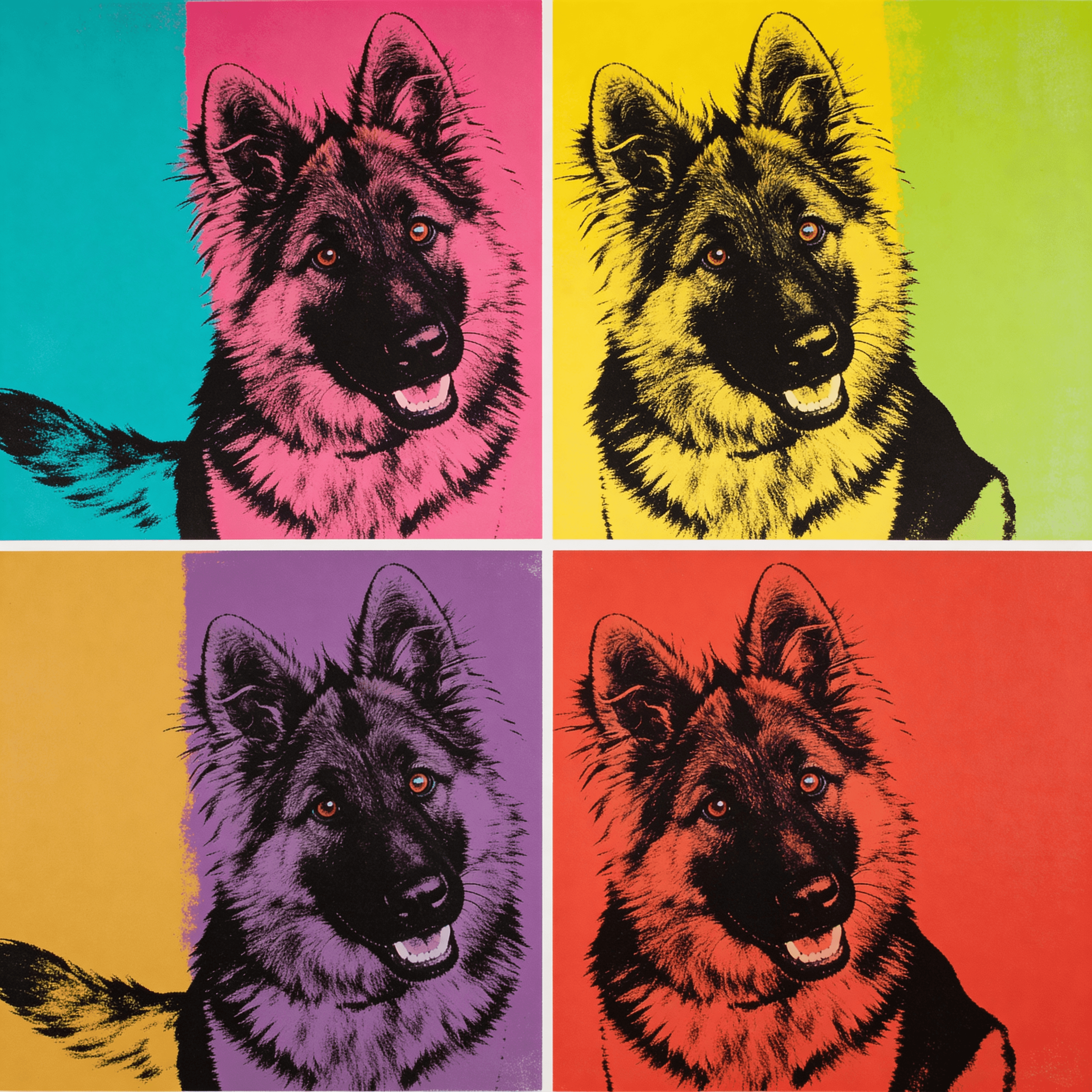 Pop Art style portrait of a dog