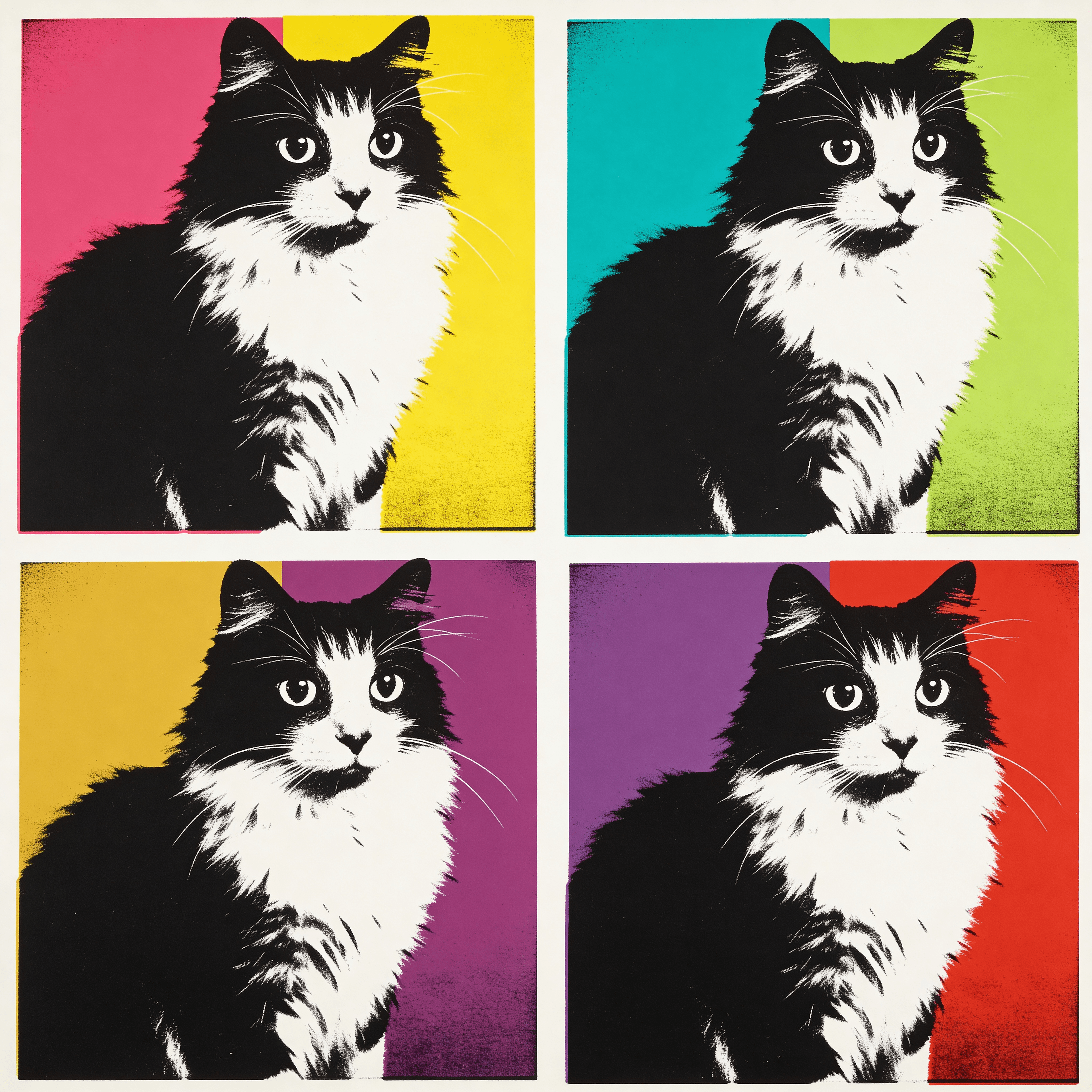 Pop Art style portrait of a cat