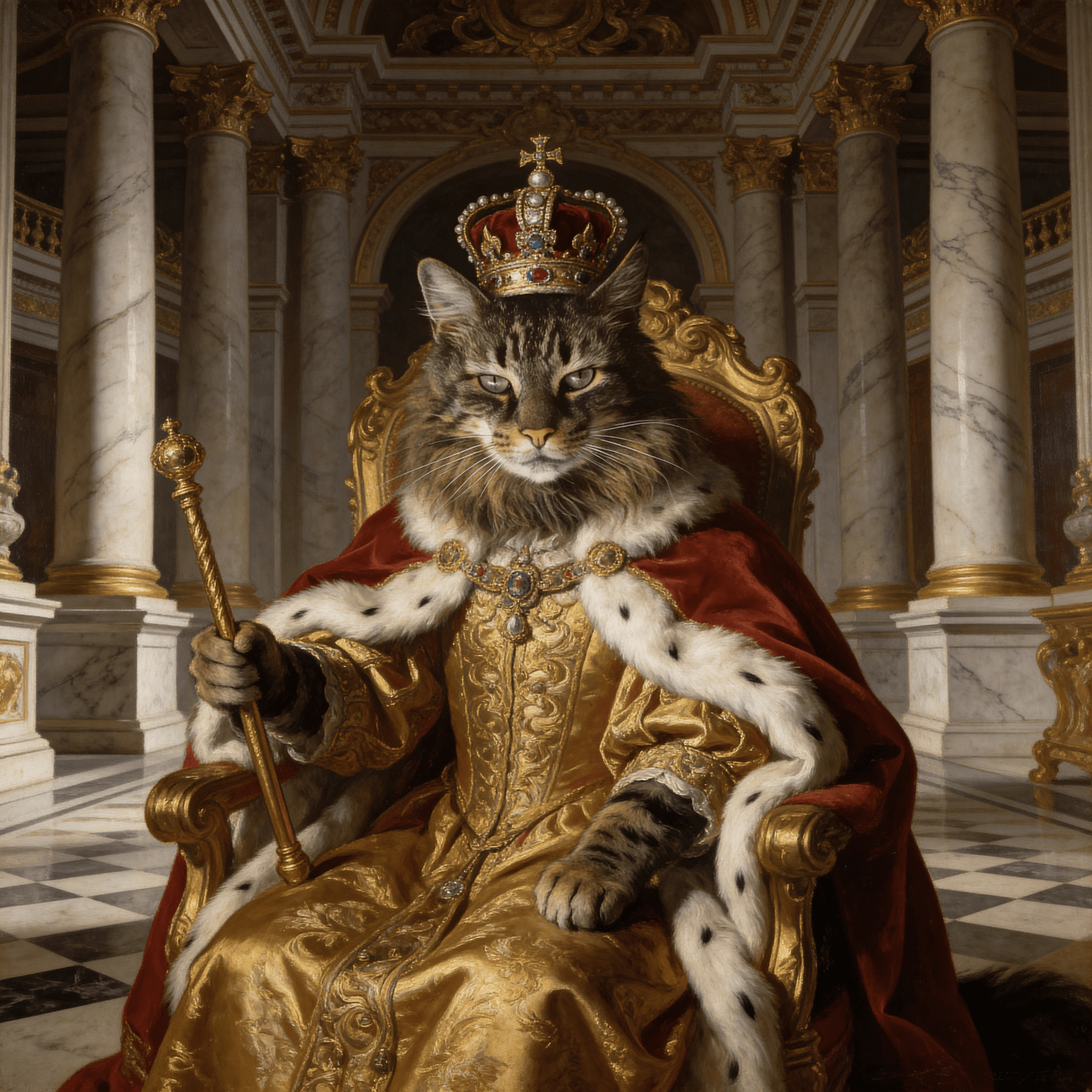 Royal Portrait style portrait of a cat
