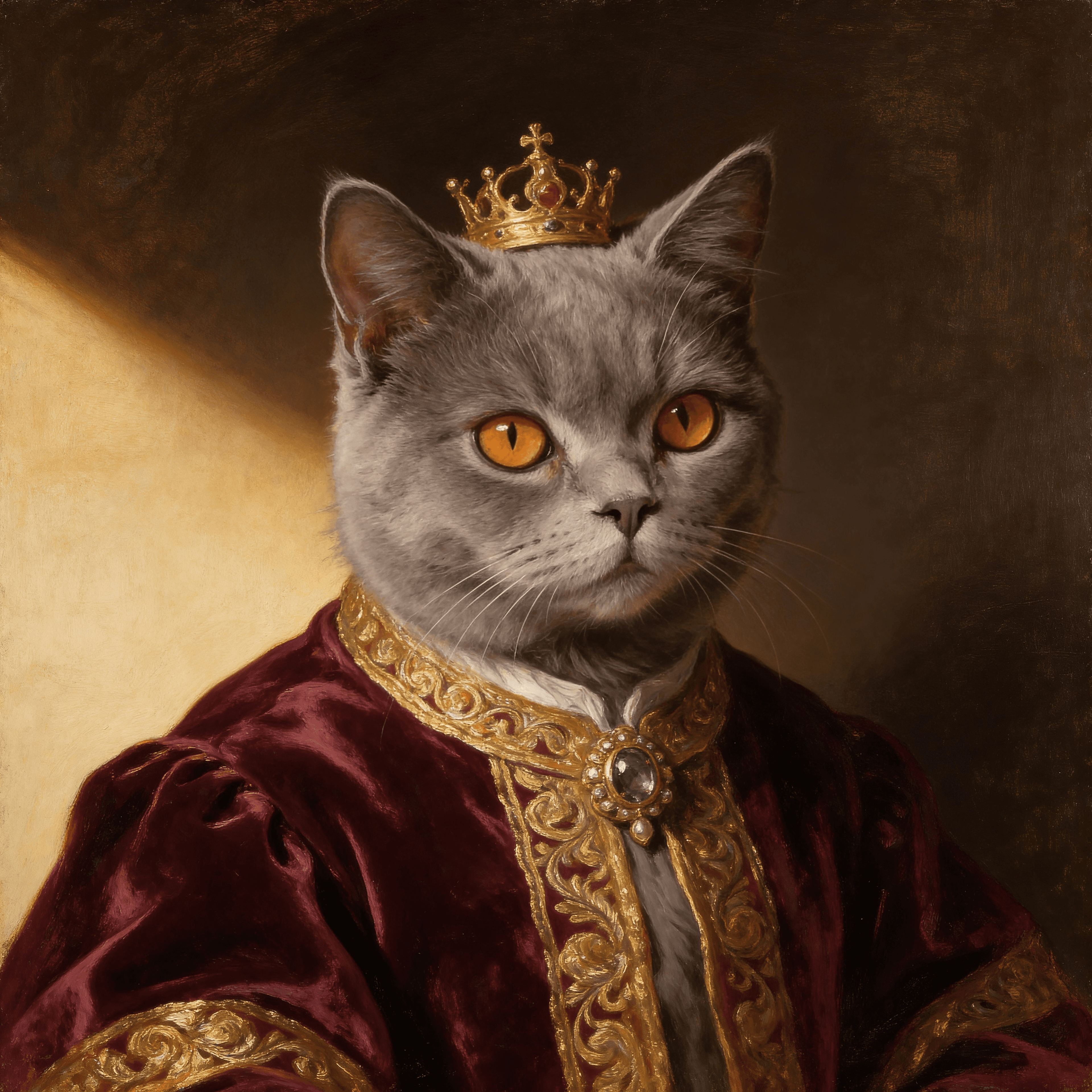 A regal royal portrait of a dog — the kind of gift that makes a dog mom cry happy tears